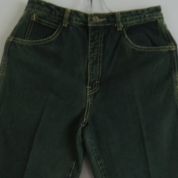 Mens Jeans 28 x 35 Dark Green/Loden Green Riveted 5 Pockets Vtg 70s - Cotler NEW - Picture 5 of 6